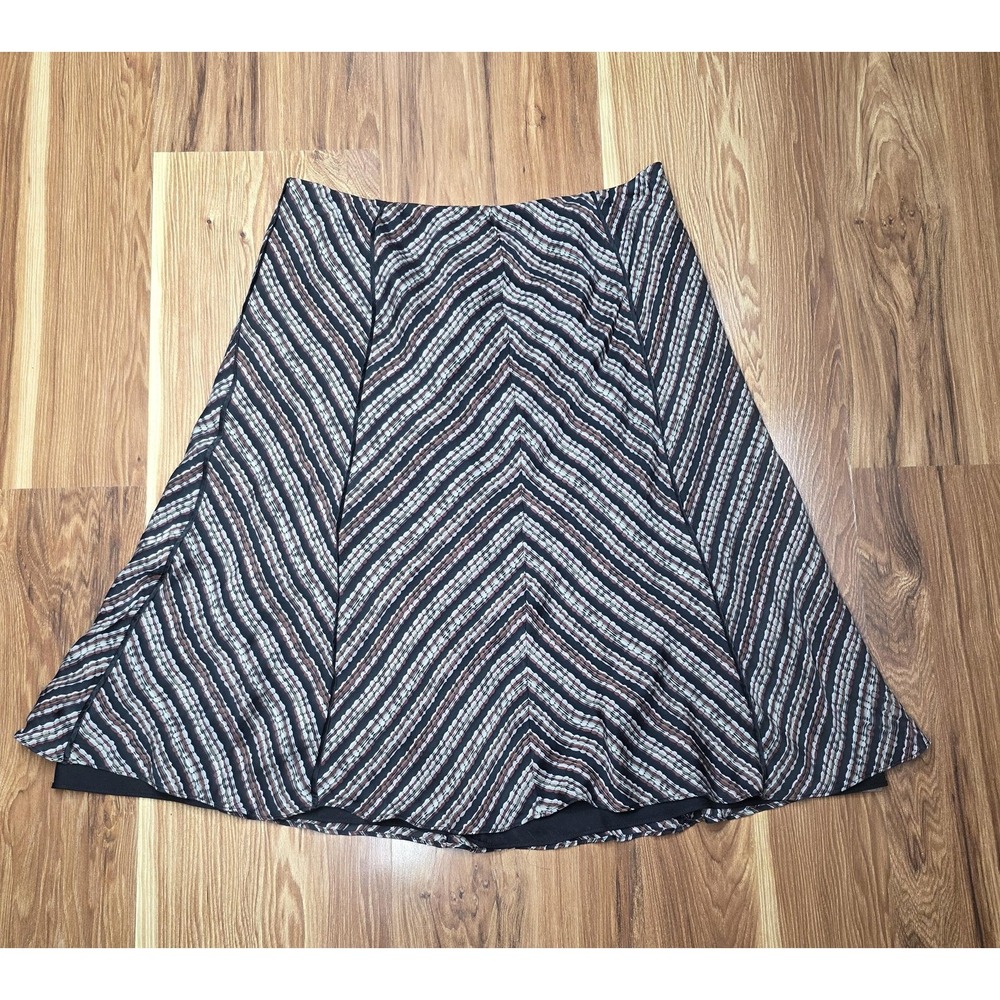 Vintage Silk Alfani Skirt Size Medium Chevron Stripe Boho Lined Flowy Midi Y2k